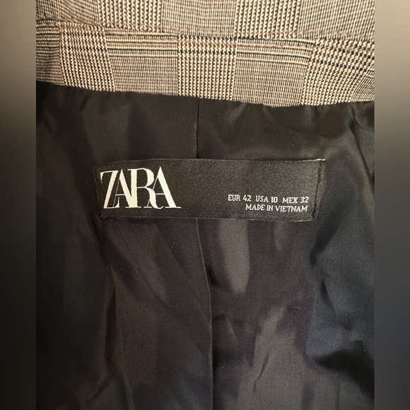 Zara Basic Plaid Brown Blazer Tailored Jacket One Button Size 10 US - Picture 5 of 8